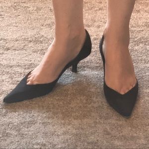 Giorgio Armani Black Satin Pump with Pointed Toe